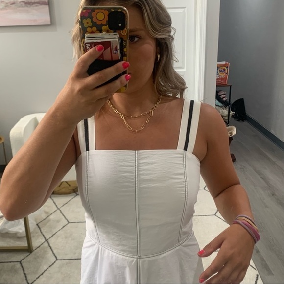 Brunello Cucinelli Dress Sleeveless Ribbon Trimmed Poplin Cotton in White - Picture 2 of 13